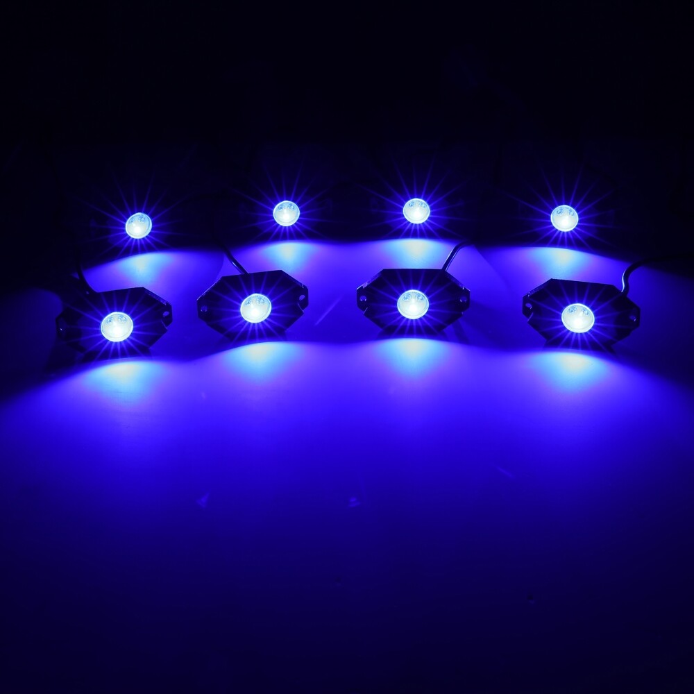 AUXBEAM 8PCS RGB LED Under Glow Light Kit Underbody Rock For Harley Motorcycle
