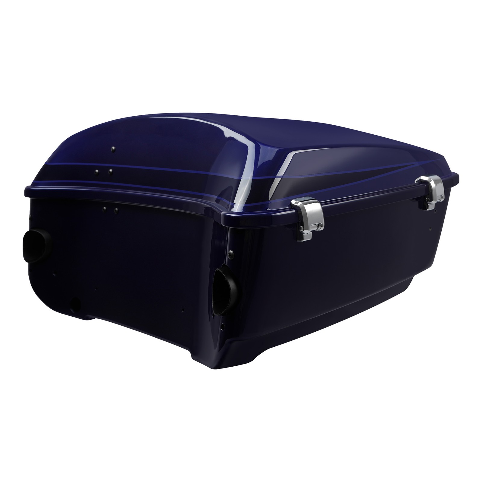 King Trunk w/Pad Mount Rack Fit For Harley Touring 14+ Zephyr Blue/Black Sunglo