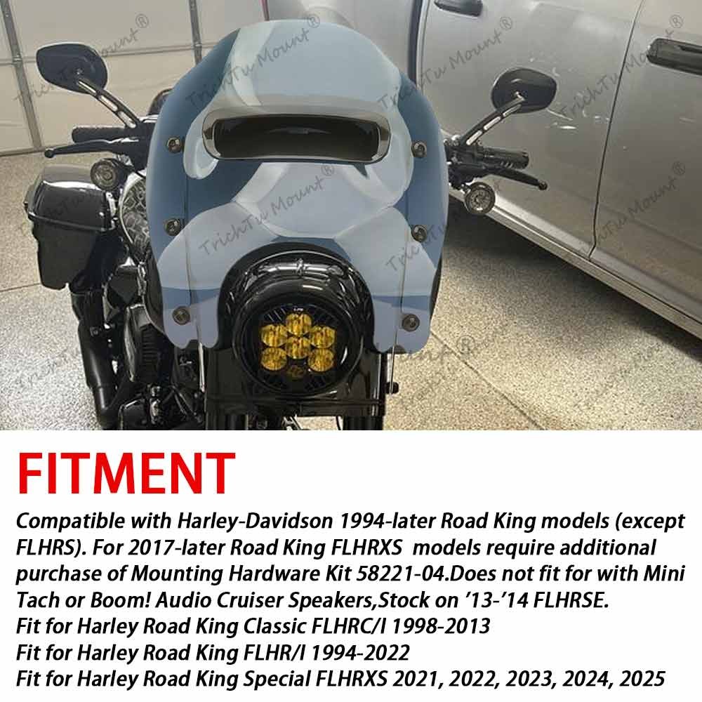 Smoke Windshield Wind Splitter For Harley Touring Road King FLHR FLHRXS 94-Up