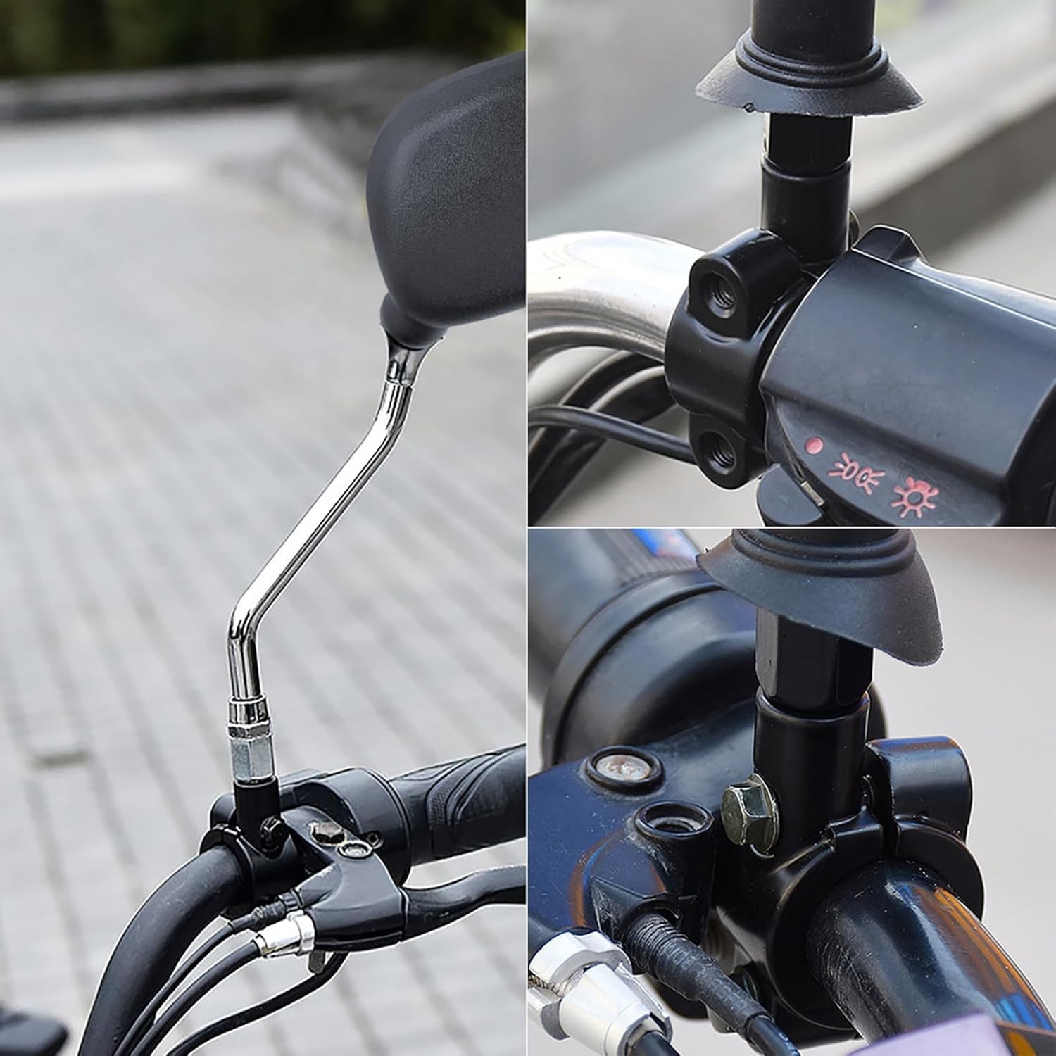 Universal Black Mirror Mount Clamp for Motorcycles and ATVs – Fits 7/8″ Bars