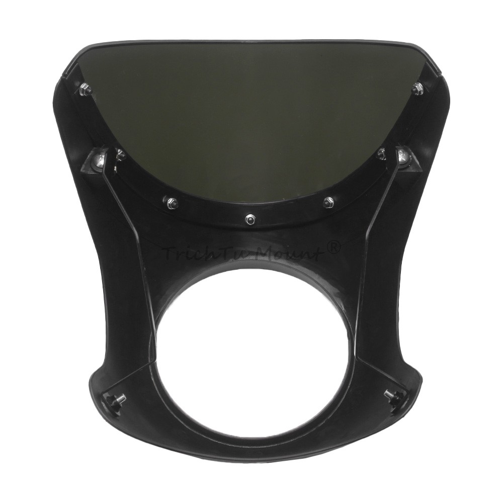 Gloss Black 7″ Round Headlight Windshield Fairing Cover Fit For Cafe Racer Honda