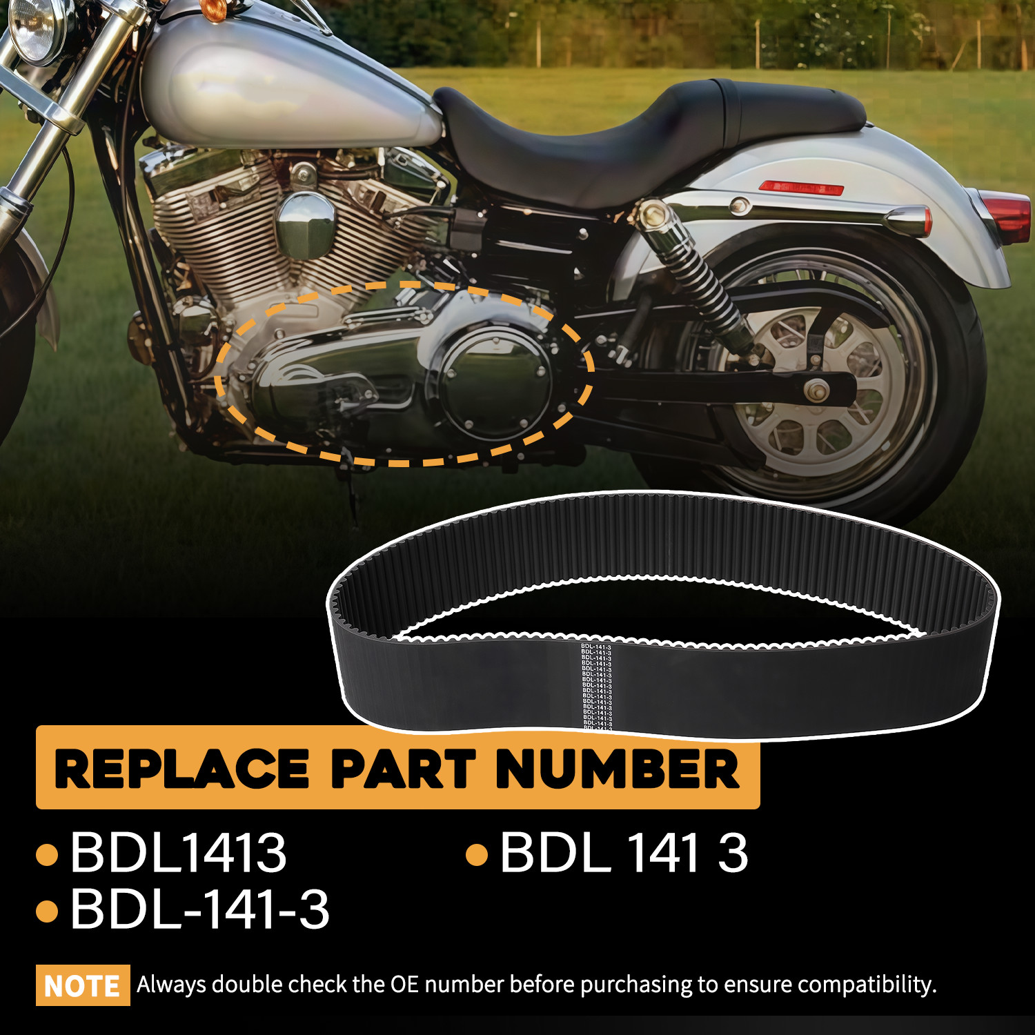 For Harley BDL-141-3 For New Belt Drives Replacement Belt – 3″ – 8mm – 141-Tooth