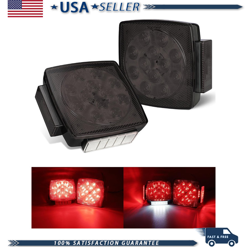 Slim Square LED Trailer Light 15 Red 4 White 5050 SMD Stop Turn Tail Side Cleara