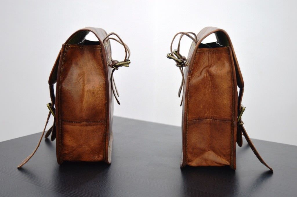 Motorcycle Side Pouch Brown Leather Side Pouch Saddle bags Panniers 2bags