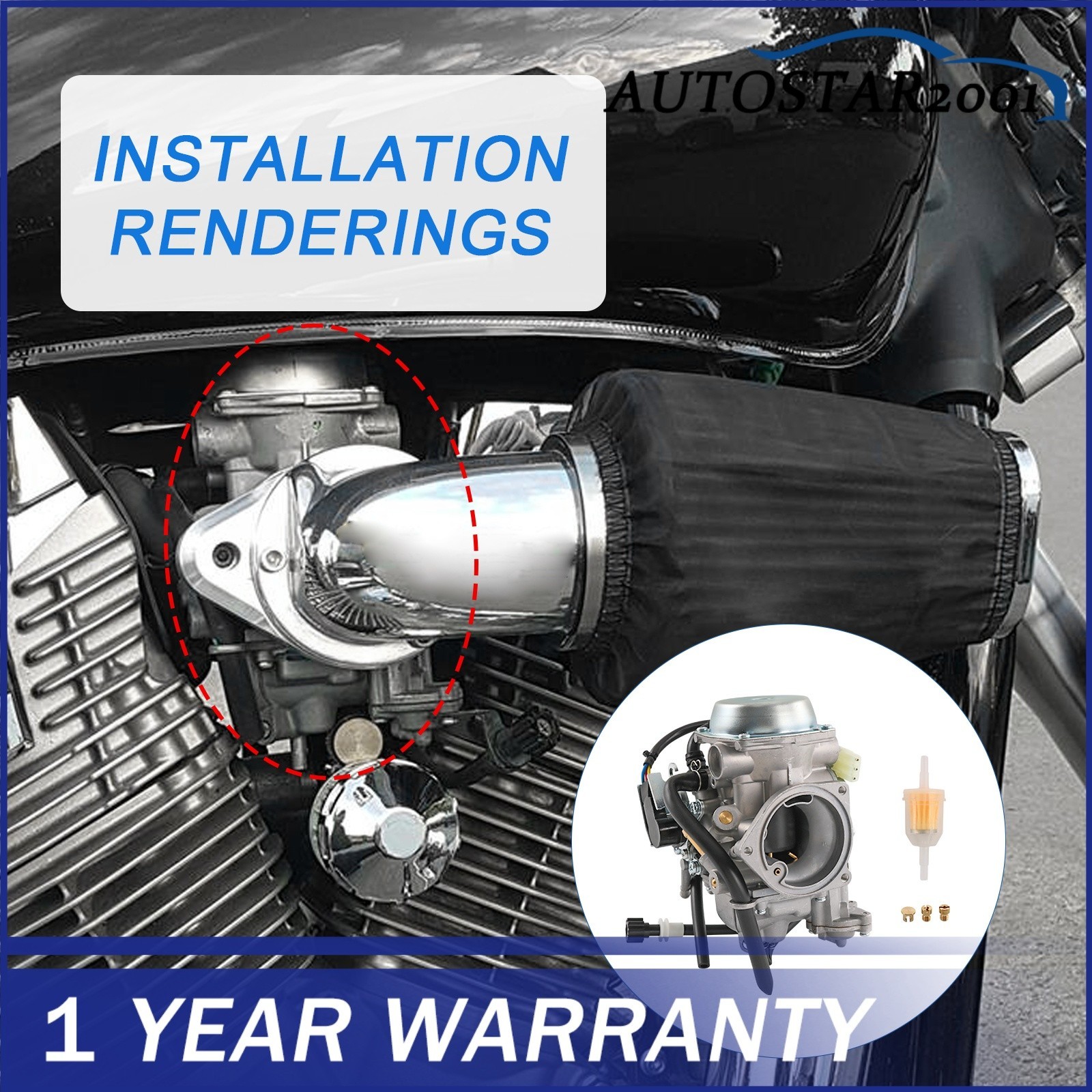16100-MEA-901 Carburetor For Honda VTX1300T VTX1300R VTX1300 VTX1300C W/ Filter