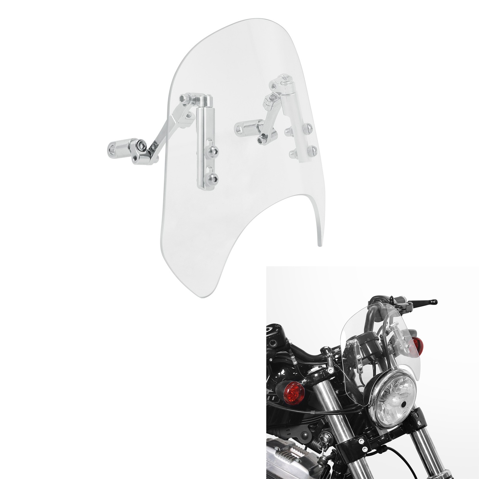 Universal Motorcycle Windshield Windscreen Clear Fit For 5”-7” Round Headlight