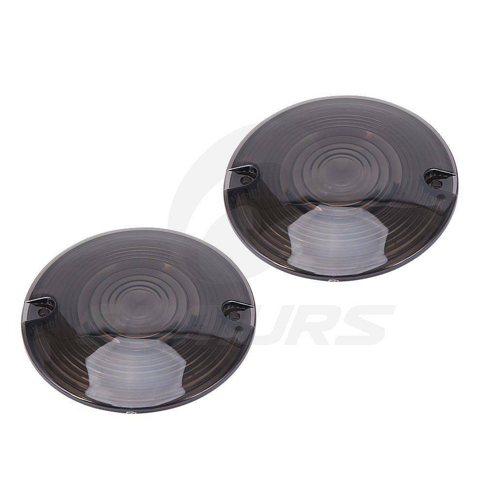 2Pcs Smoked Lens Turn Signal Light Flat Lens Covers For Harley Road King Glide