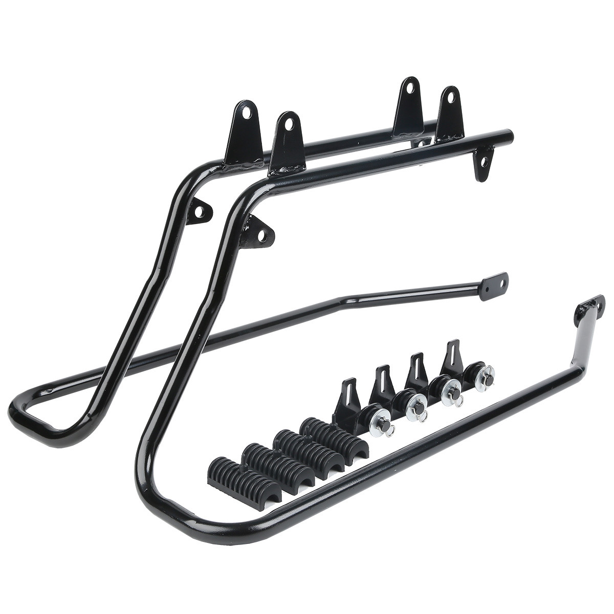 5″ Stretched Hard Saddle Bags & Conversion Bracket Fit For Harley Softail 84-17