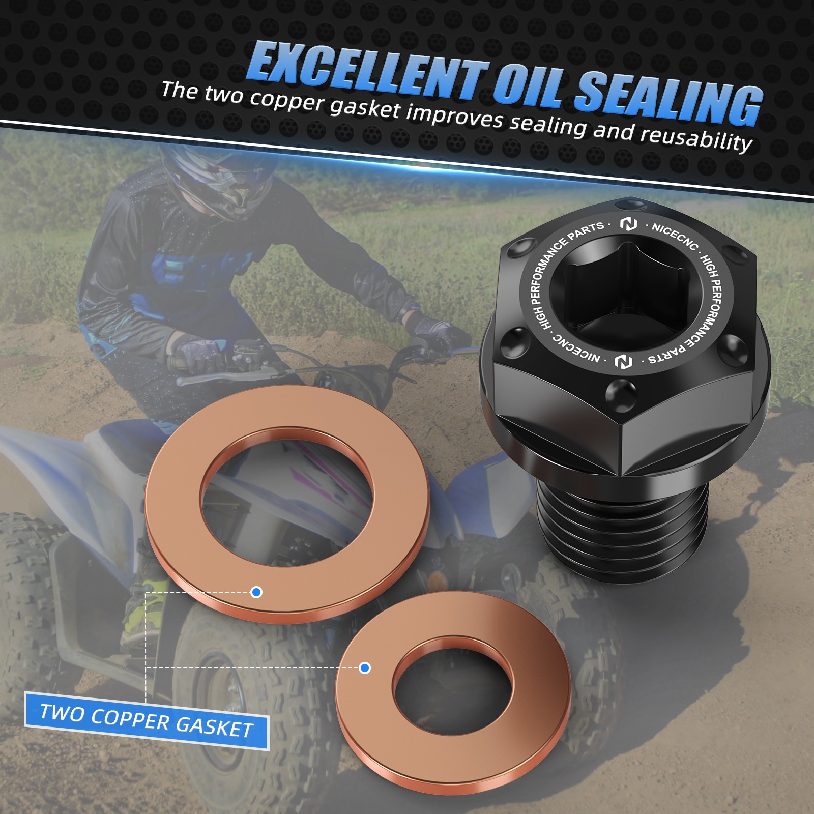 NICECNC Oil Drain Plug With Copper Gaskets For Honda TRX450ER Electric Start