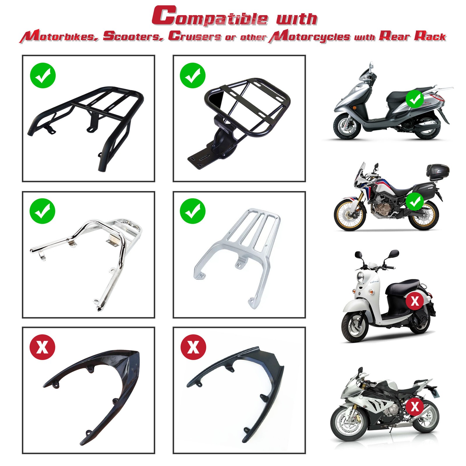 AHR Universal 48L Motorcycle Tour Tail Box Scooter Trunk Storage Lock Top Case