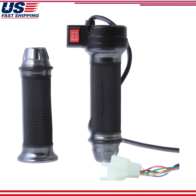 22mm/0.87 E-bike Throttle Grip, 3-Speed Control, Rubber Metal, Universal Electri
