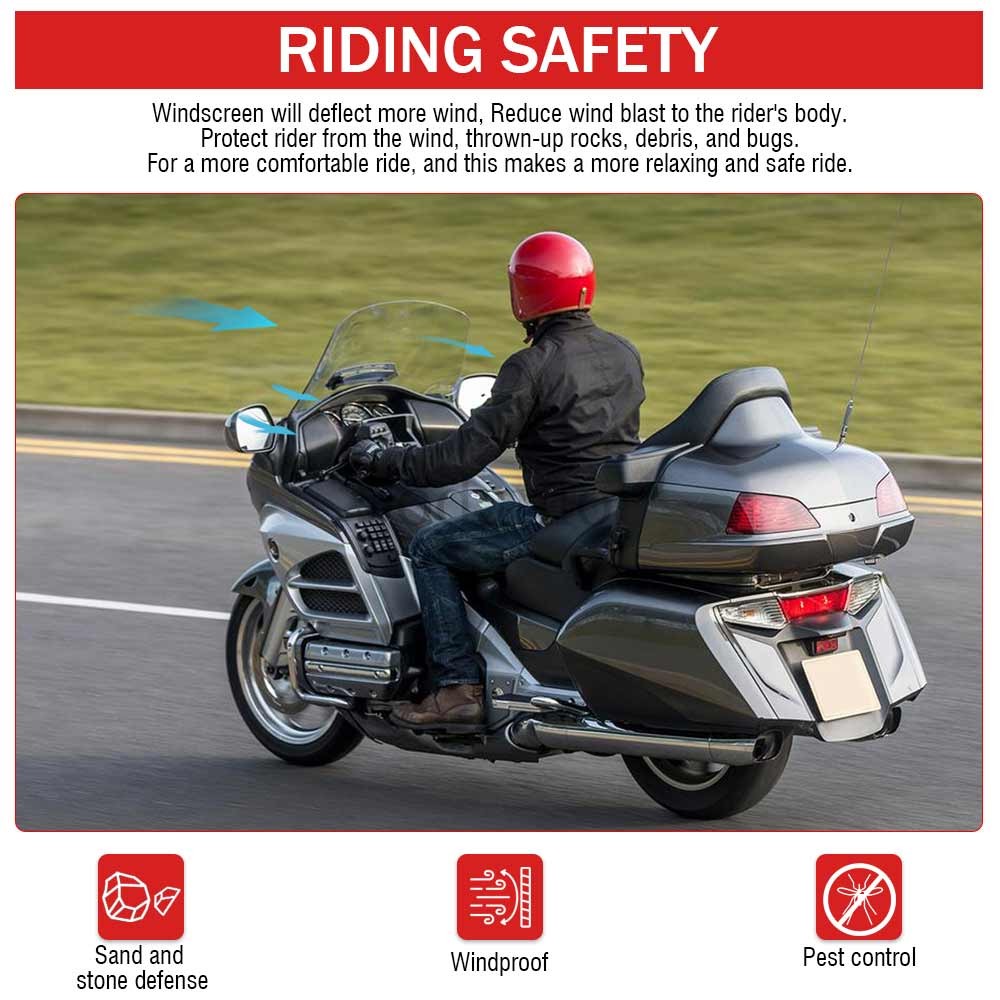 Motorcycle Windshield Windscreen w/ Air Vent For Honda Gold Wing GL1800A 2001-05