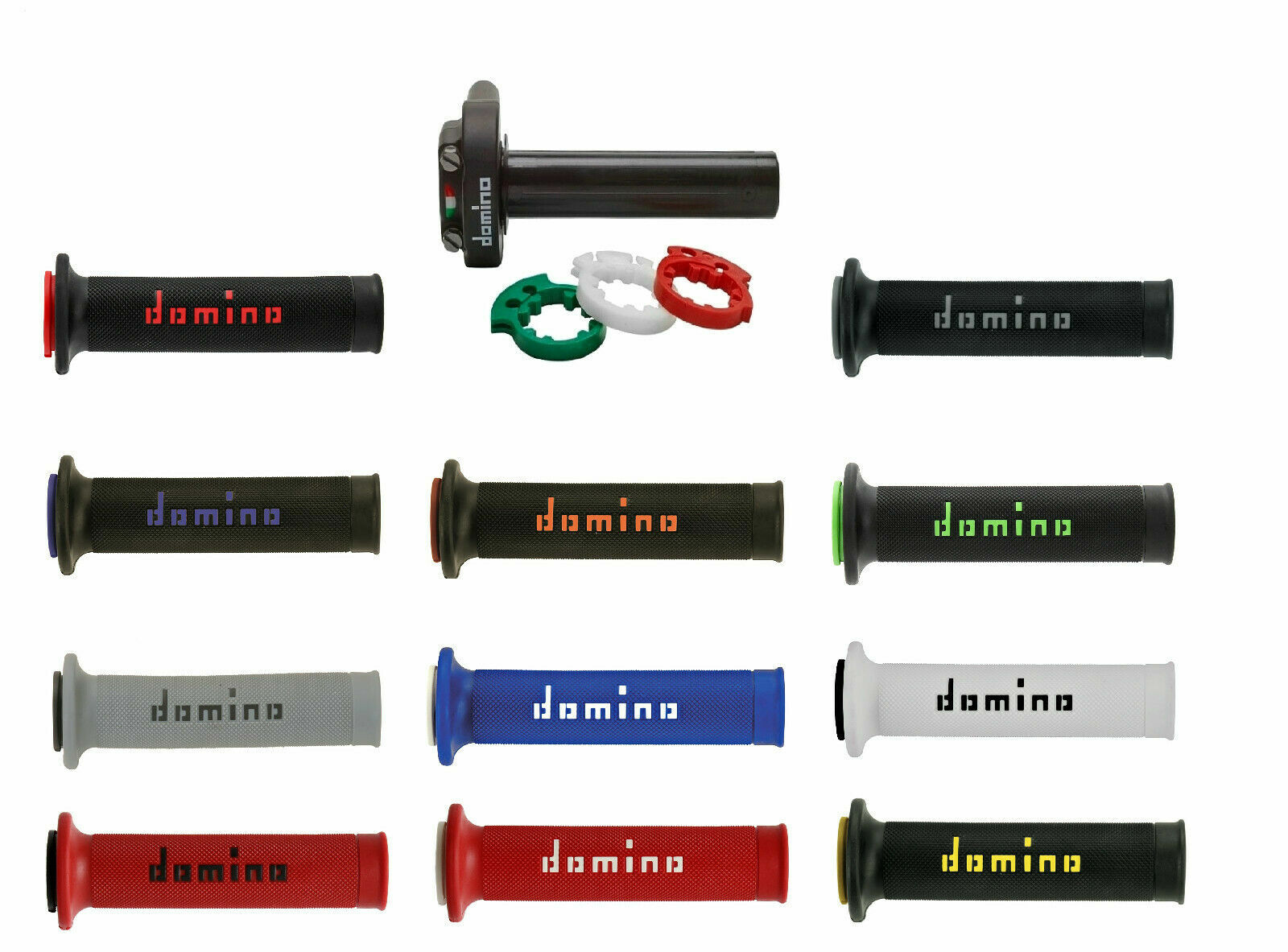 Domino XM2 Quick Action Throttle Universal Cable Set & Red Grips Race Track Bike