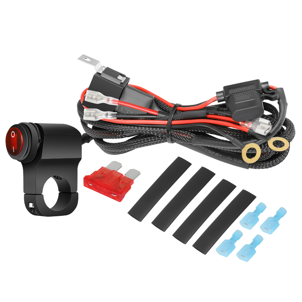 Wiring Harness Kit Motorcycle Handlebar Switch 18AWG 2 Leads 12V For LED Lights