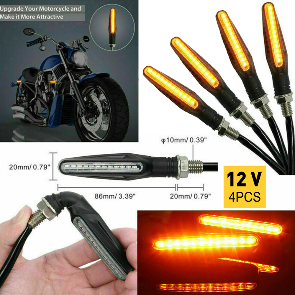 4PCS Led Motorcycle Turn Signal Indicator Blinker Amber Lights Universal Durable