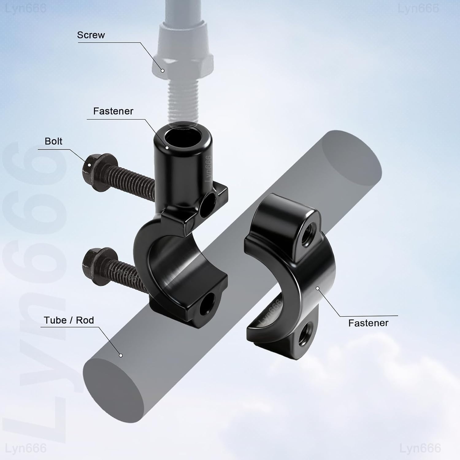 Universal Black Mirror Mount Clamp for Motorcycles and ATVs – Fits 7/8″ Bars