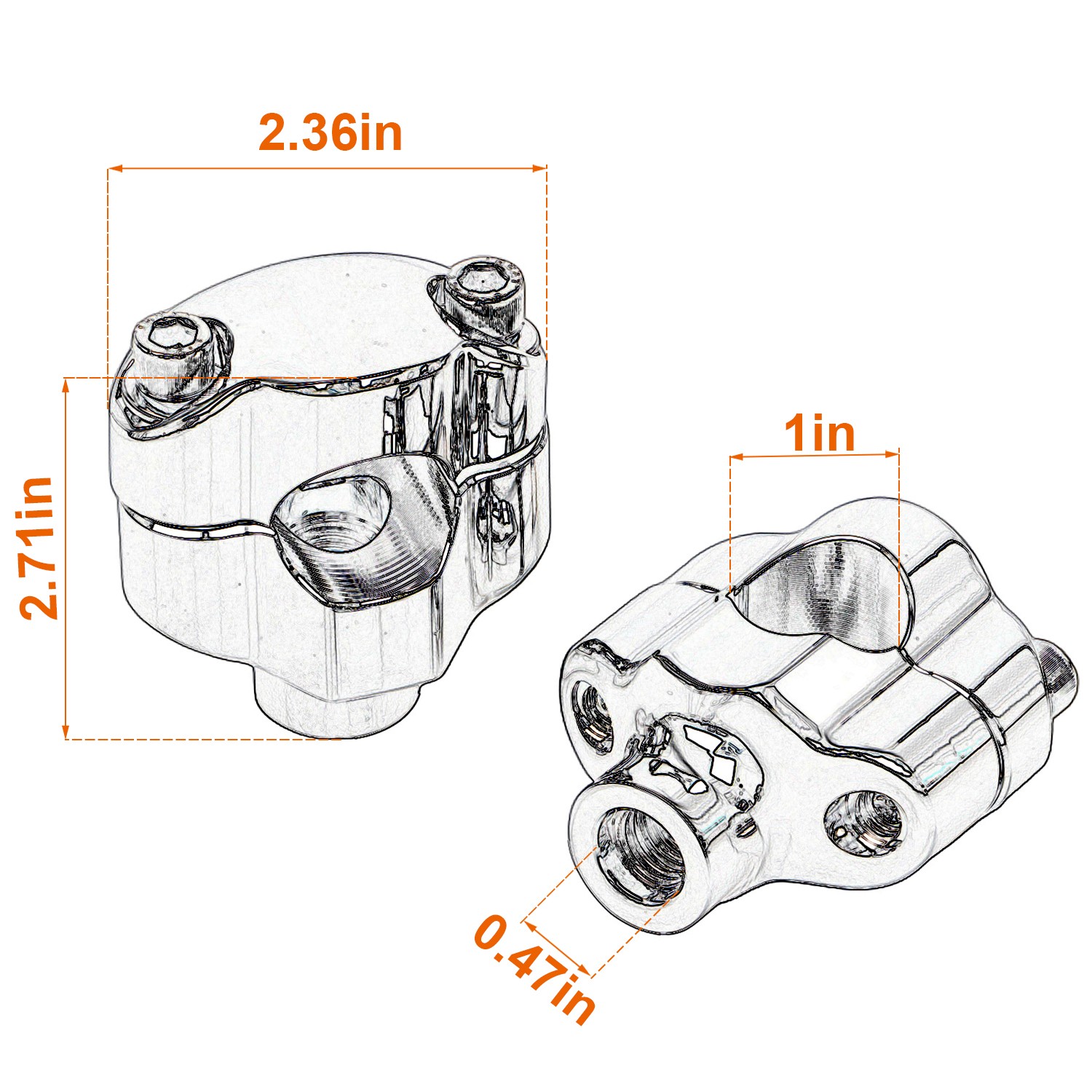 1.65″ Tall Handlebar Risers Clamp For Harley 1″ Bar Night Train Softail Fat Boy
