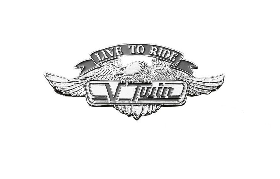 Live To Ride V-Twin Motorcycle Metal Emblem with Eagle (L) Highway Hawk 01-2991