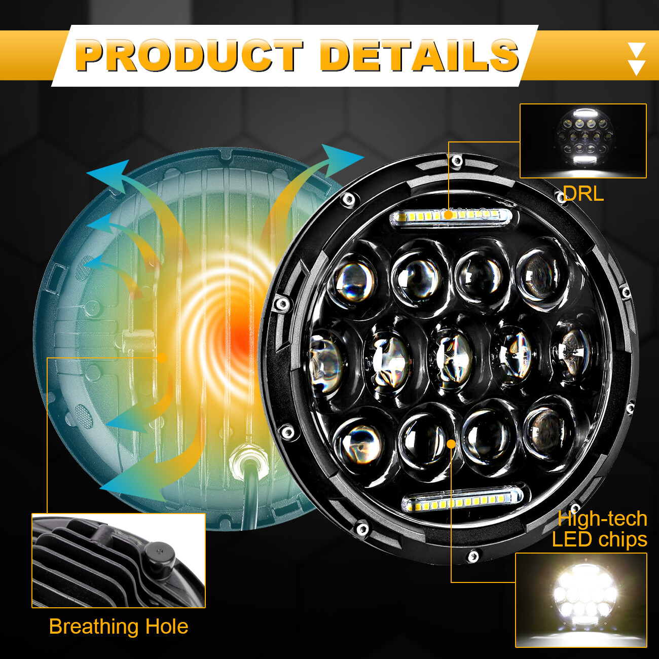 DOT 7″ Inch Headlight H4 Round LED Projector For Motorcycle Harley Cafe Racer