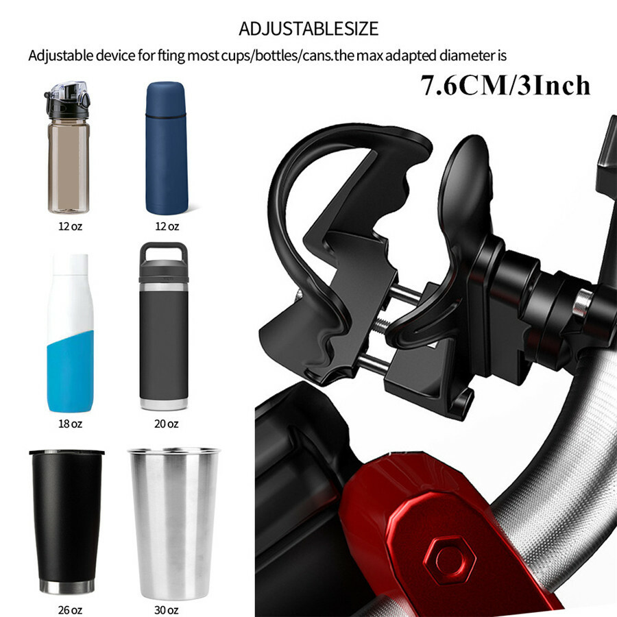 Motorcycle Adjustable Handlebar Cup Holder Mount Water Bottle For ATV Dirt Bike