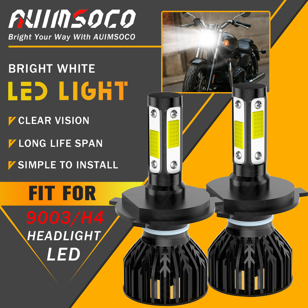 12V Hi/Lo LED Headlight Bulb for Honda Shadow 500–1100 1983–2024 Cold White