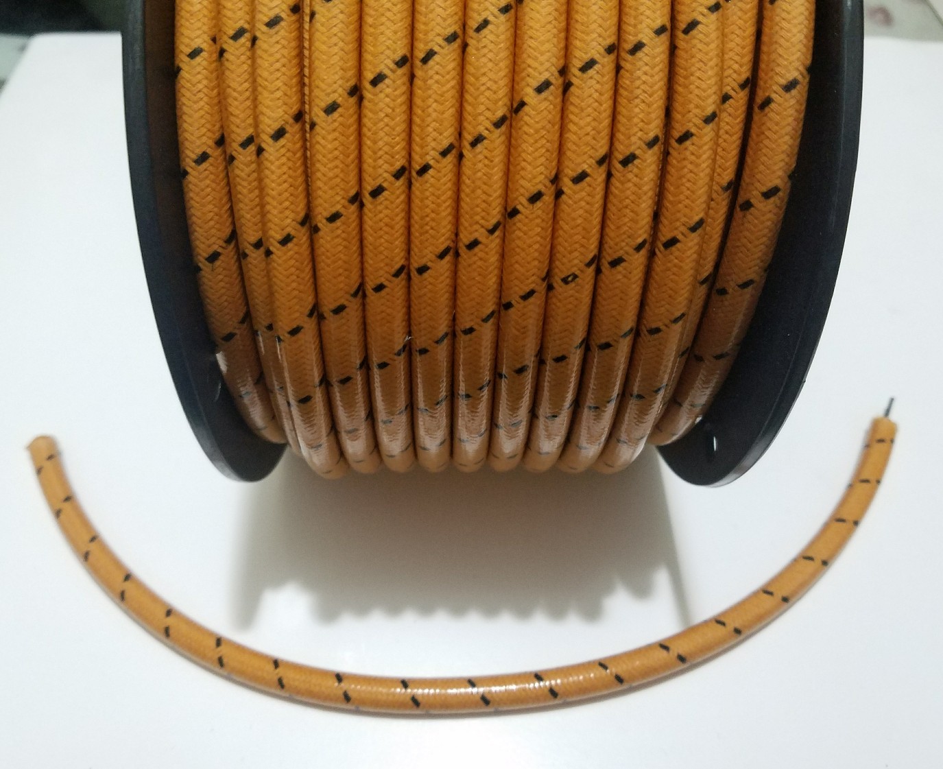 8mm SUPRESSION CORE BRAIDED CLOTH Oak Orange BLACK SPARK PLUG WIRE DIY 1′ foot