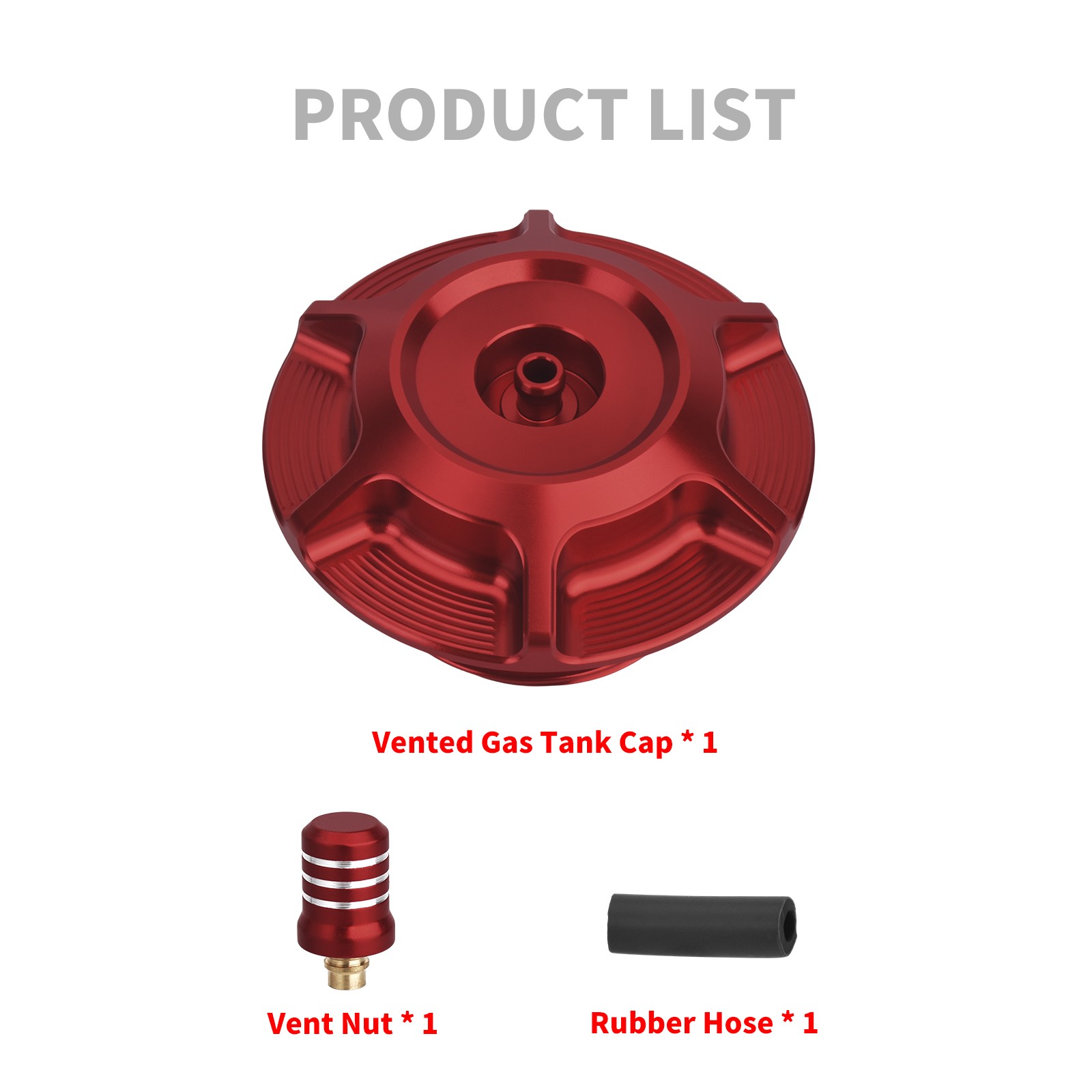 Gas Fuel Tank Red Cap w/ Vent Tube Universal Fit For Harley Touring Softail Dyna
