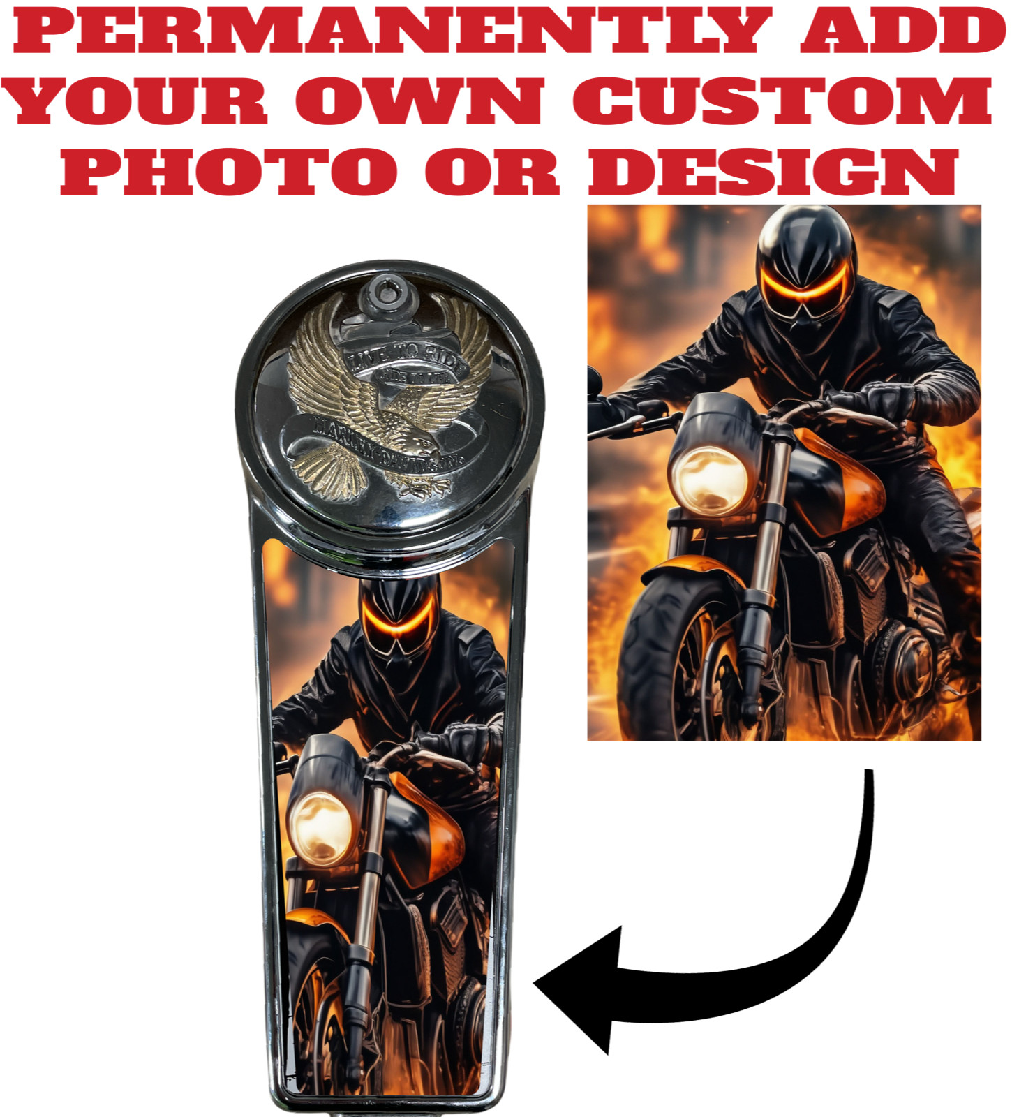Custom Photo/Image Dash Tank Insert. Fits 89-07 Electra Glide & 02-07 Road Glide