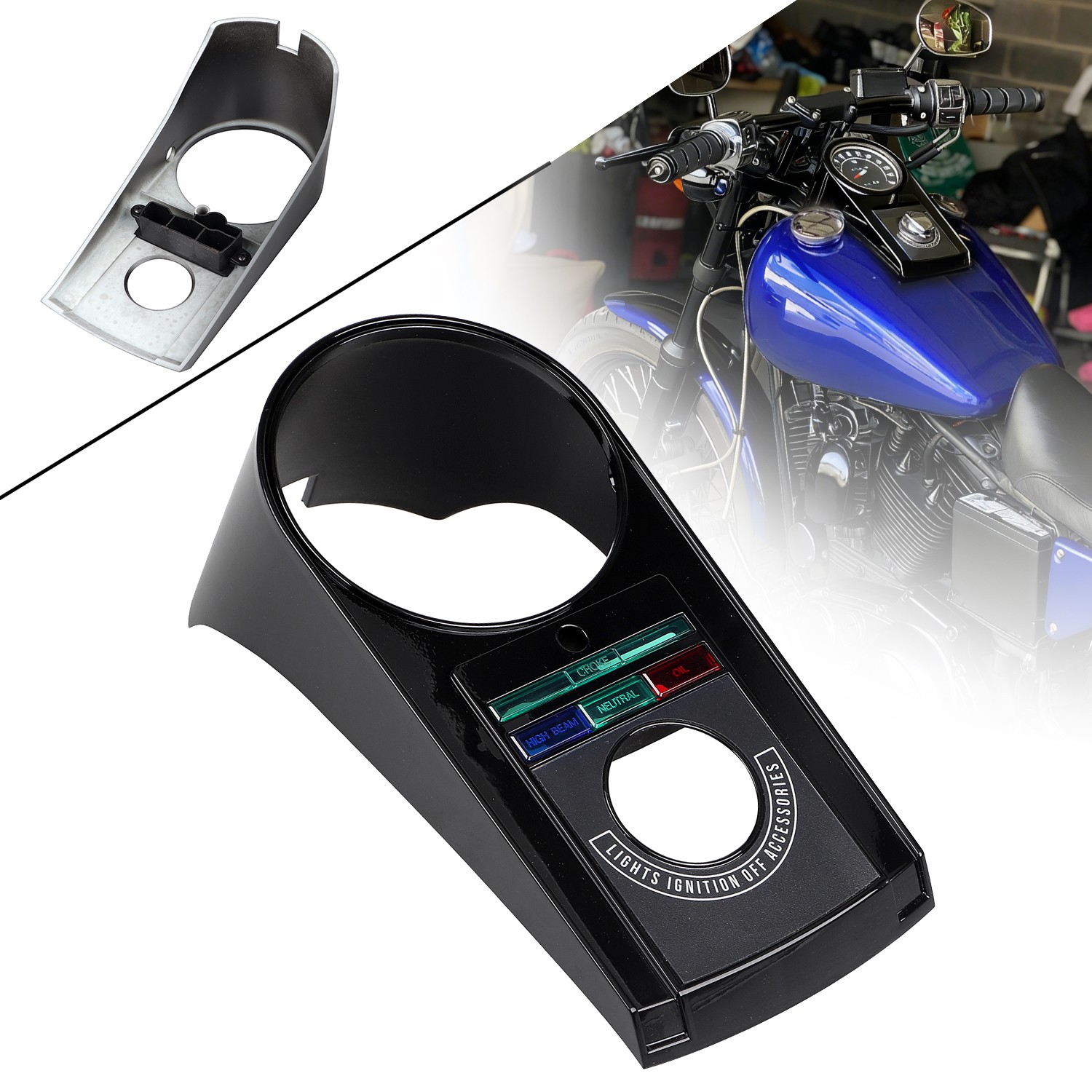 Black ABS Plastic Front Speedo Dash Panel Cover Kit For Harley Electra Glide FLH