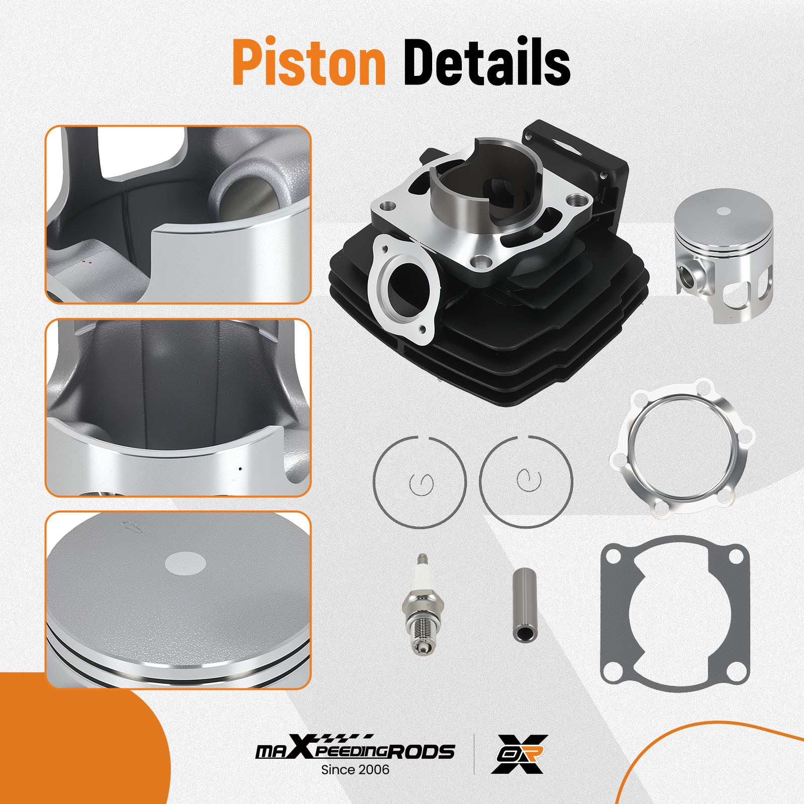 Cylinder 66mm Piston Top End Rebuild Kit for Yamaha DT175 MX175 1978-1981