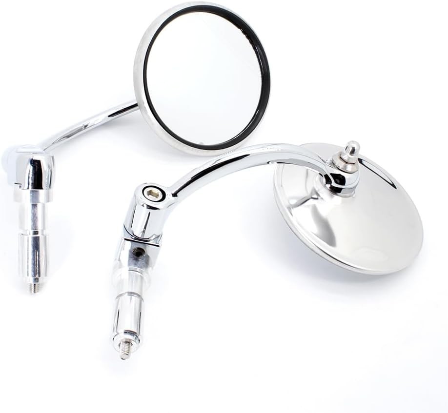 Motorcycle Bar End Mirrors Classic Chrome Universal Round Rearview 7/8 Inch