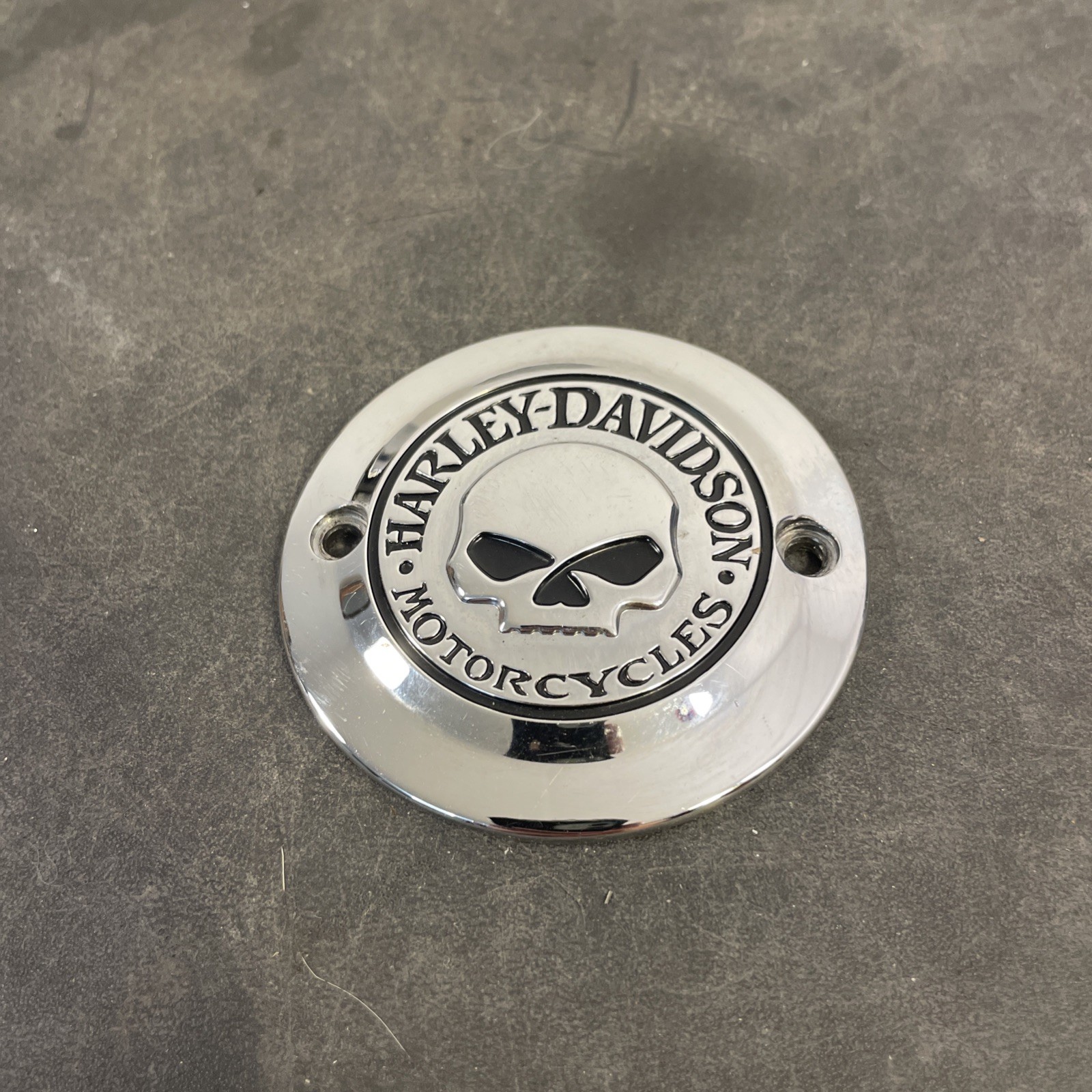 Willie G Points Cover- Harley Davidson Chrome 2 Hole Points Timing Cover Used
