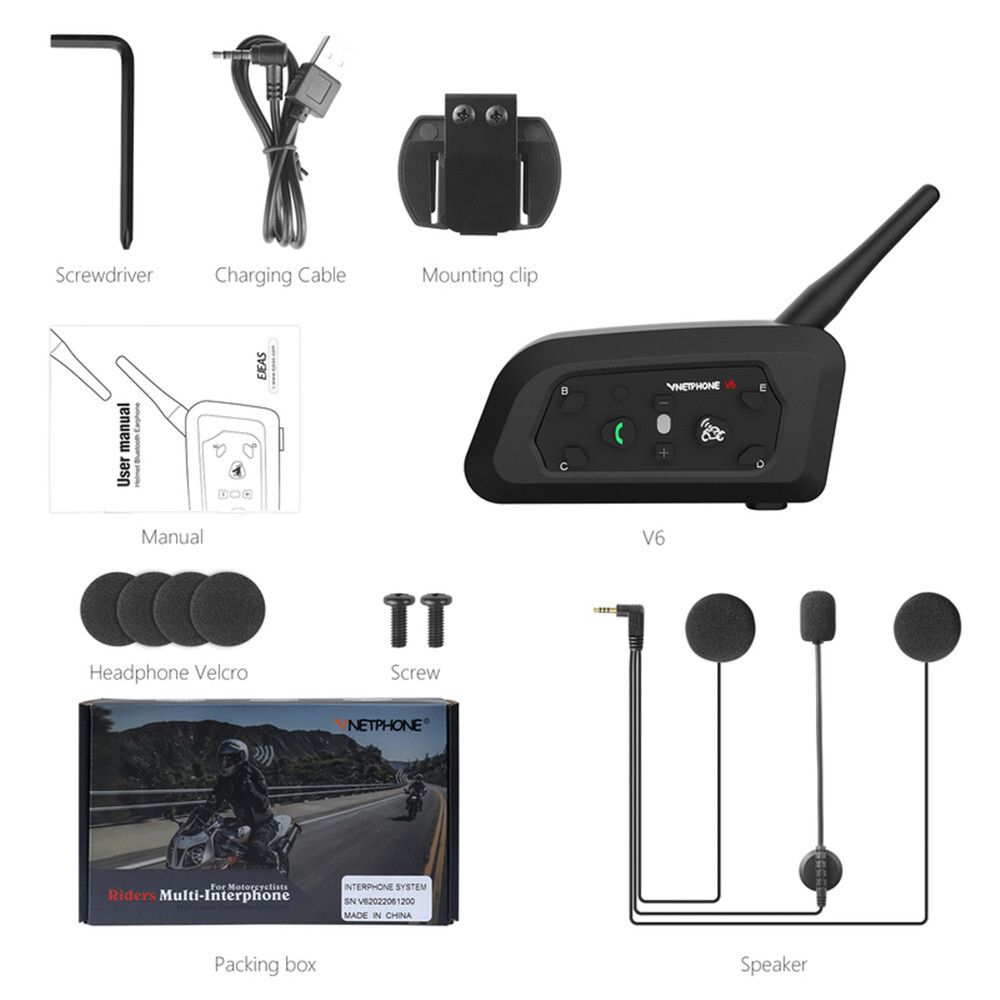 Bluetooth Motorcycle Helmet Intercom Wireless Headset Interphone Walkie Talkie