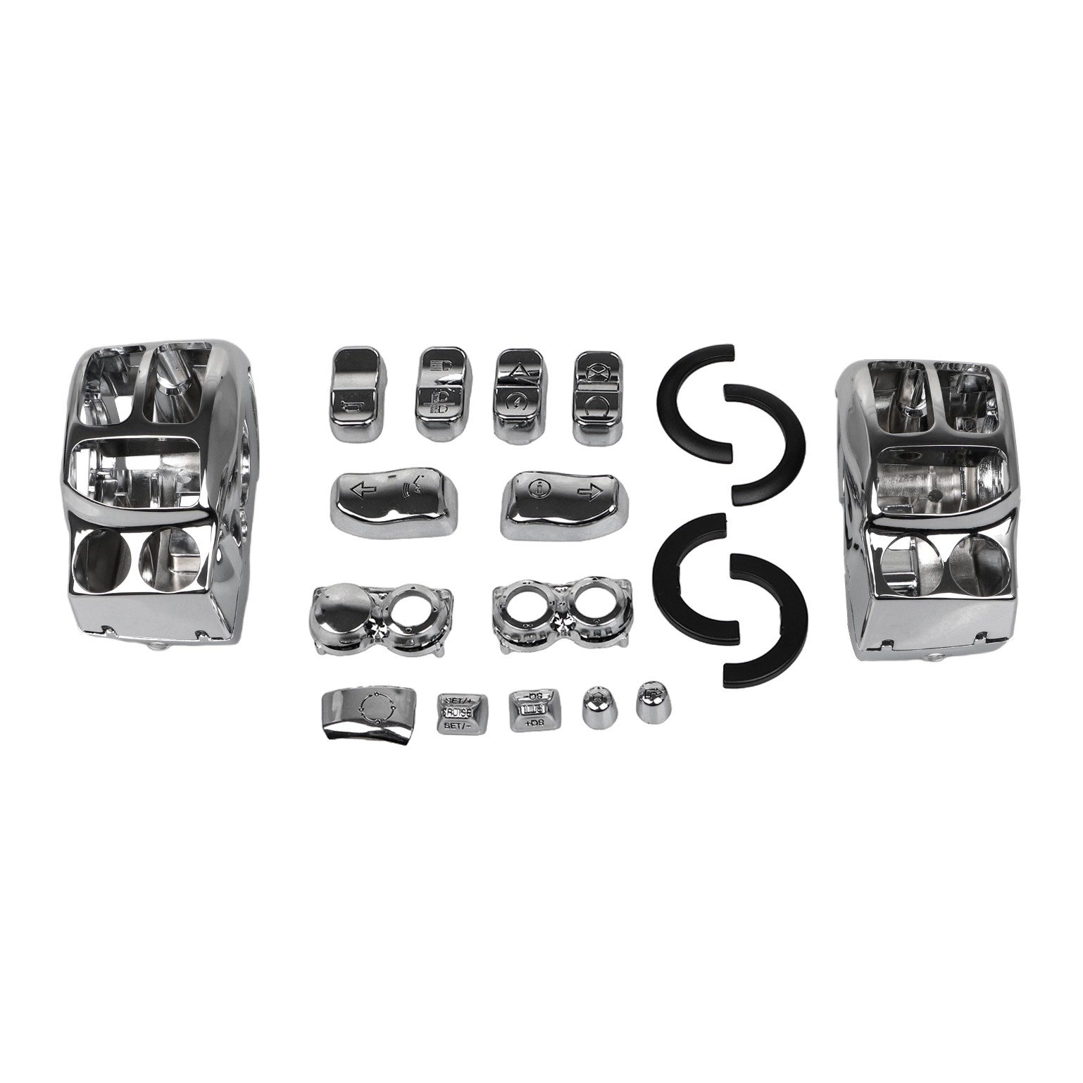 Chrome ABS Handlebar Control Switch Housing Cap Button Kit For Harley Road King