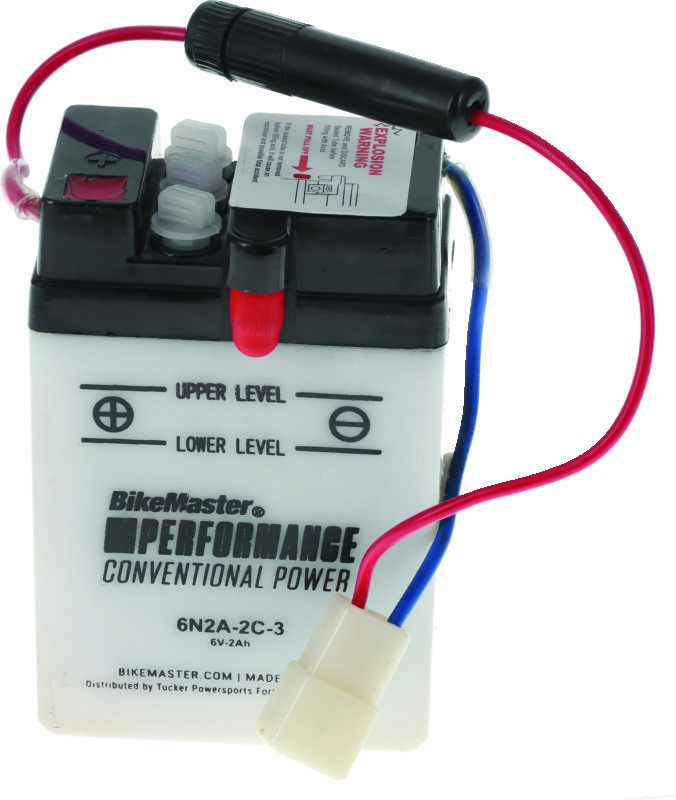 BikeMaster 6N2A-2C-3 Conventional Motorcycle Battery Reliable Starting Power