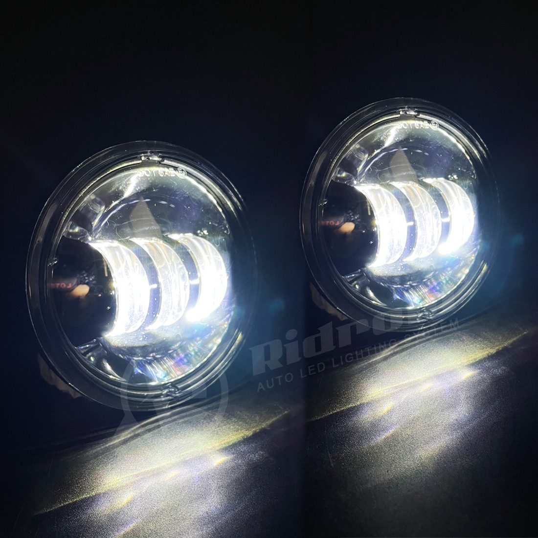 Black 7″ inch LED Projector Headlight+Fog Passing Lights Fit for Harley Touring