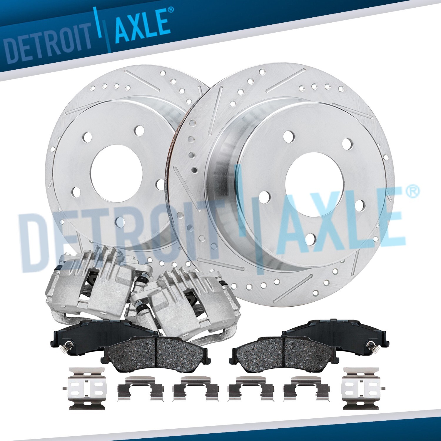 Rear Drilled Rotors & Calipers Brake Pads for Blazer Jimmy Sonoma Hombre Bravada