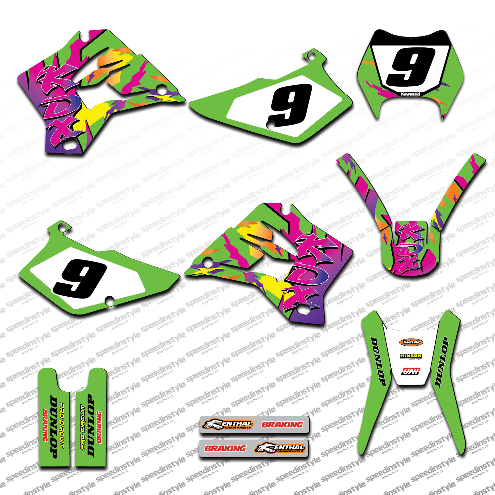 Graphics Decal Kit For Kawasaki KDX 200 220 (1995 – 2008) KDX 220 Retro kawi kit