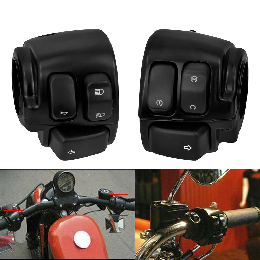 1″ Motorcycle Handlebar Control Switches w/ Wiring Harness Kit For Harley Black