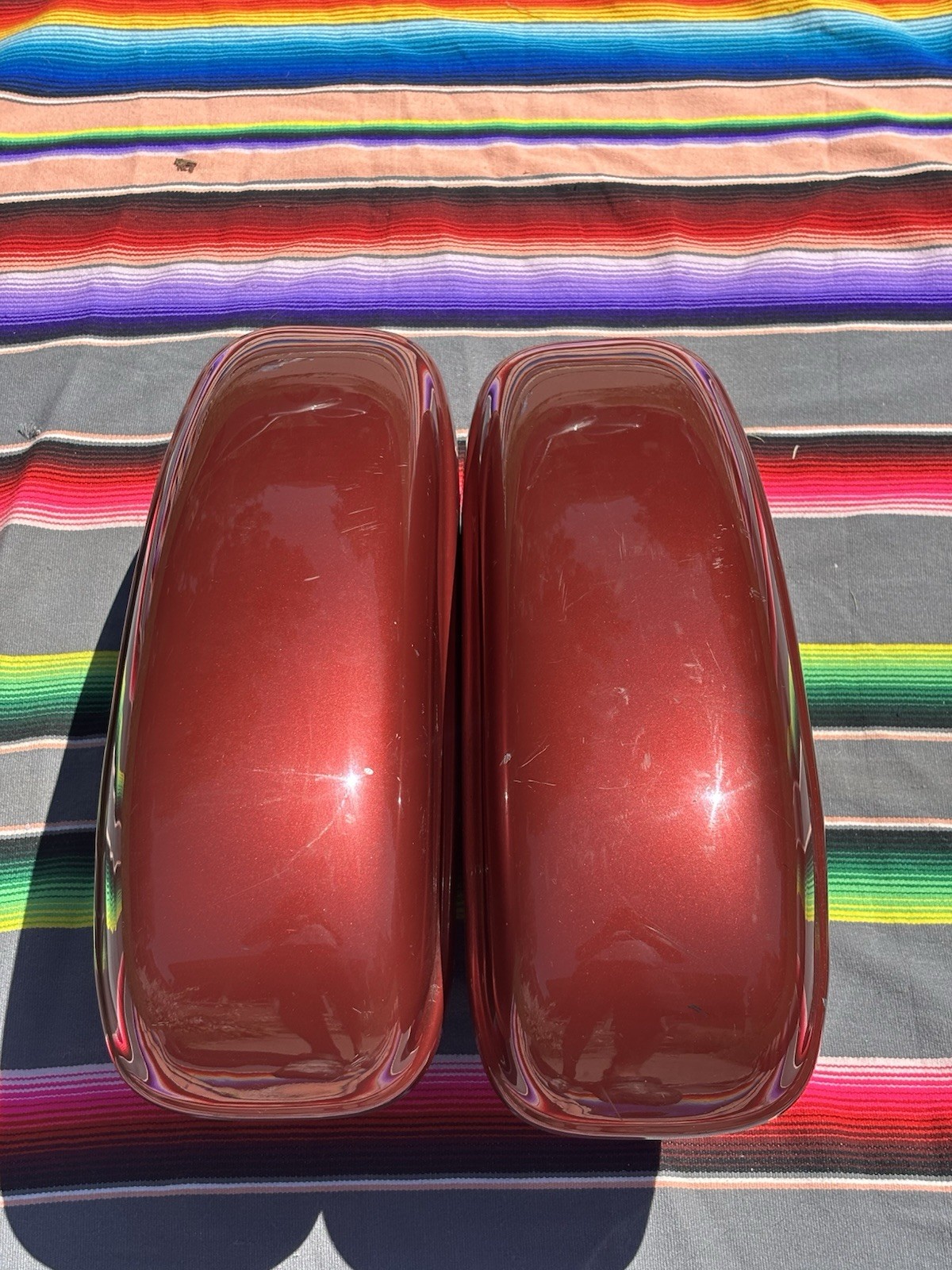 Harley Softail Deuce OEM Hard Bag Saddlebag Set Red Fatboy Genuine