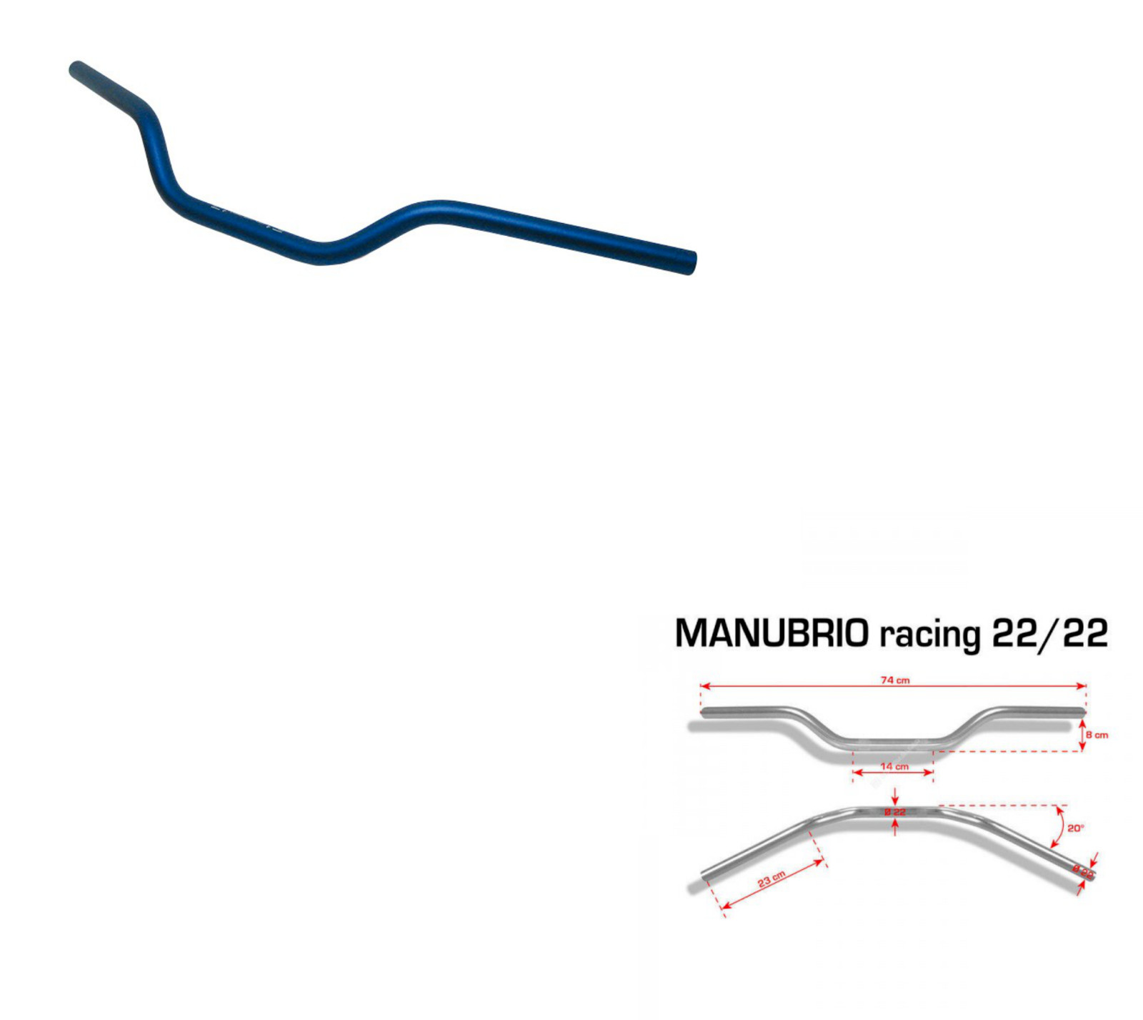 Handlebar 22/22 In Ergal BLUE Length 720 Mm Universal For Motorcycle