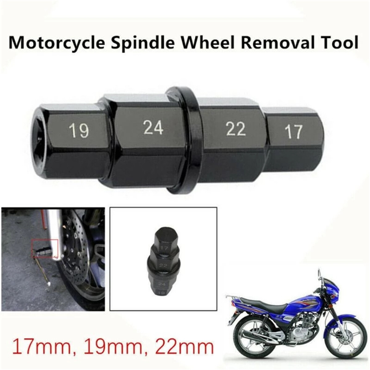 Motorcycle Wheel Axle Tool 17 19 22 24mm Allen Wrench Adapter Lifetime Warranty