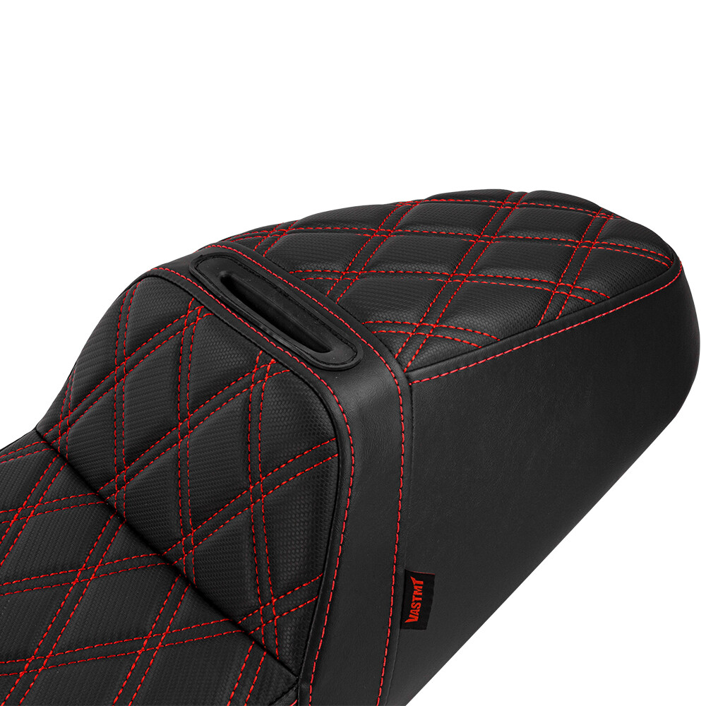 One Piece Seat Diamond Red Stitch Rider Passenger For Harley Electra Glide 97-07