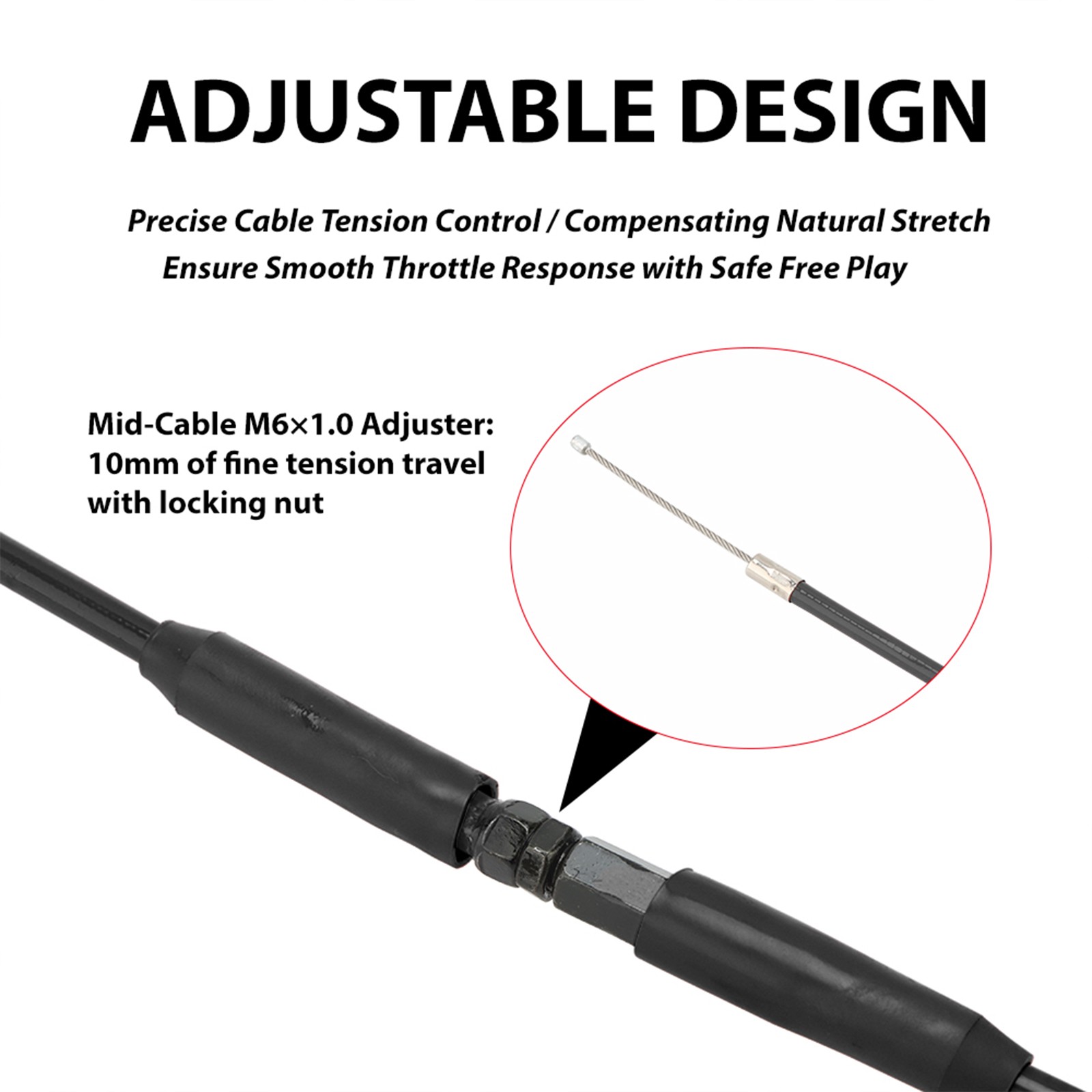 NIBBI 45″ Adjustable Throttle Cable For CT200U Mini Baja MB165 MB200 MBX10 MBX11