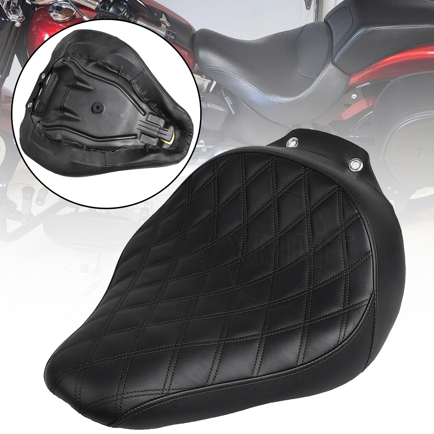 Synthetic Leather Front Driver Rider Solo Seat For Harley Fat Boy FLSTF 07-17
