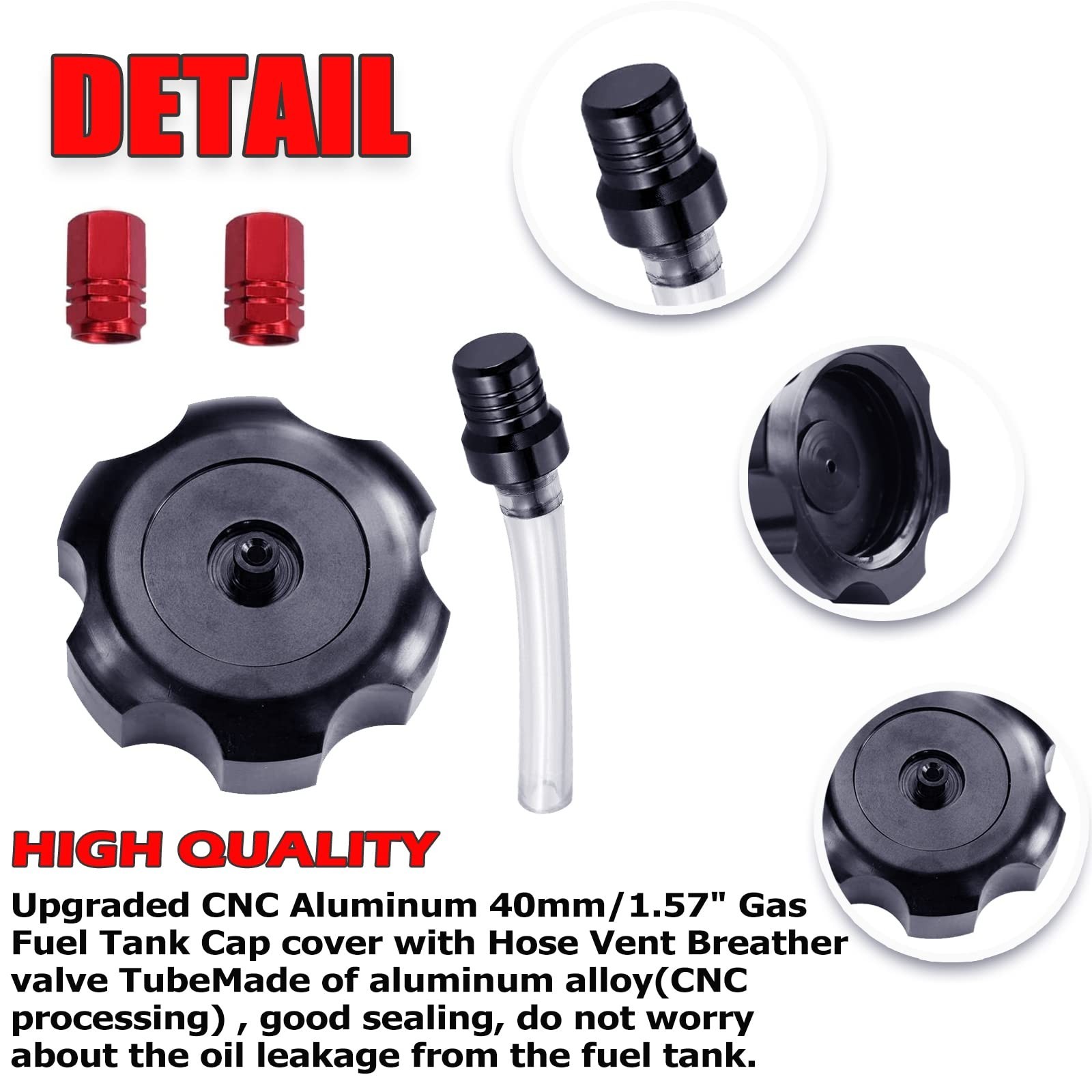 40mm CNC Gas Fuel Tank Cap with Vent Breather Tube – Motorcycle/ATV Accessory