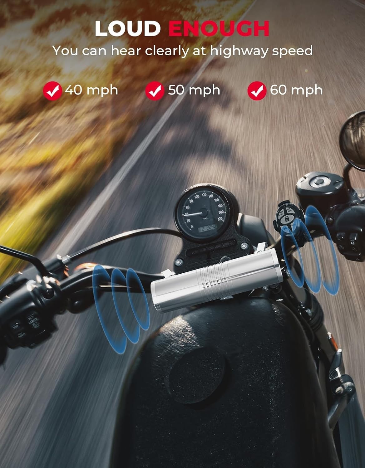 60W Motorcycle Speaker with Handlebar Mount for ATV and Outdoor Adventures