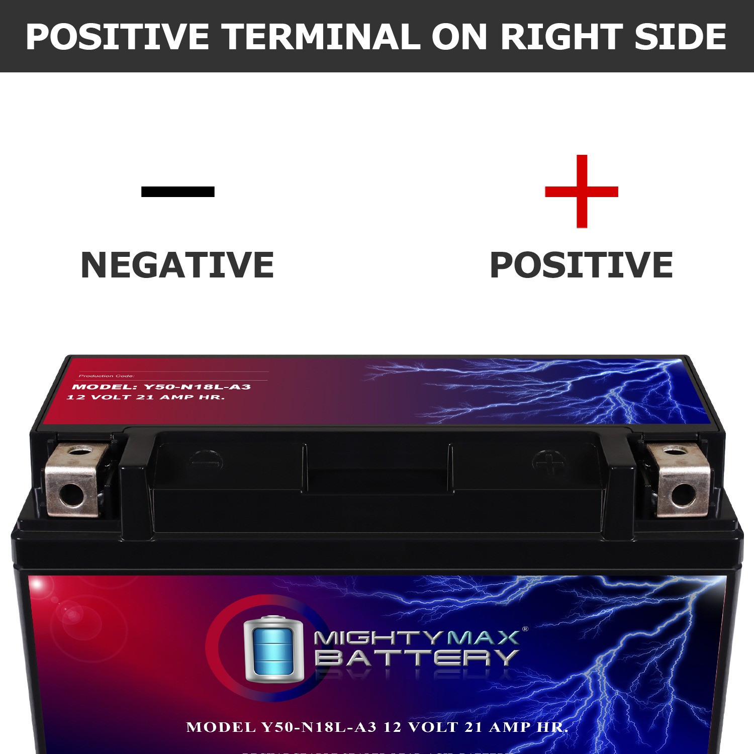 Mighty Max Y50-N18L-A3 -12 Volt 21 AH, 350 CCA, Rechargeable Maintenance Free SL