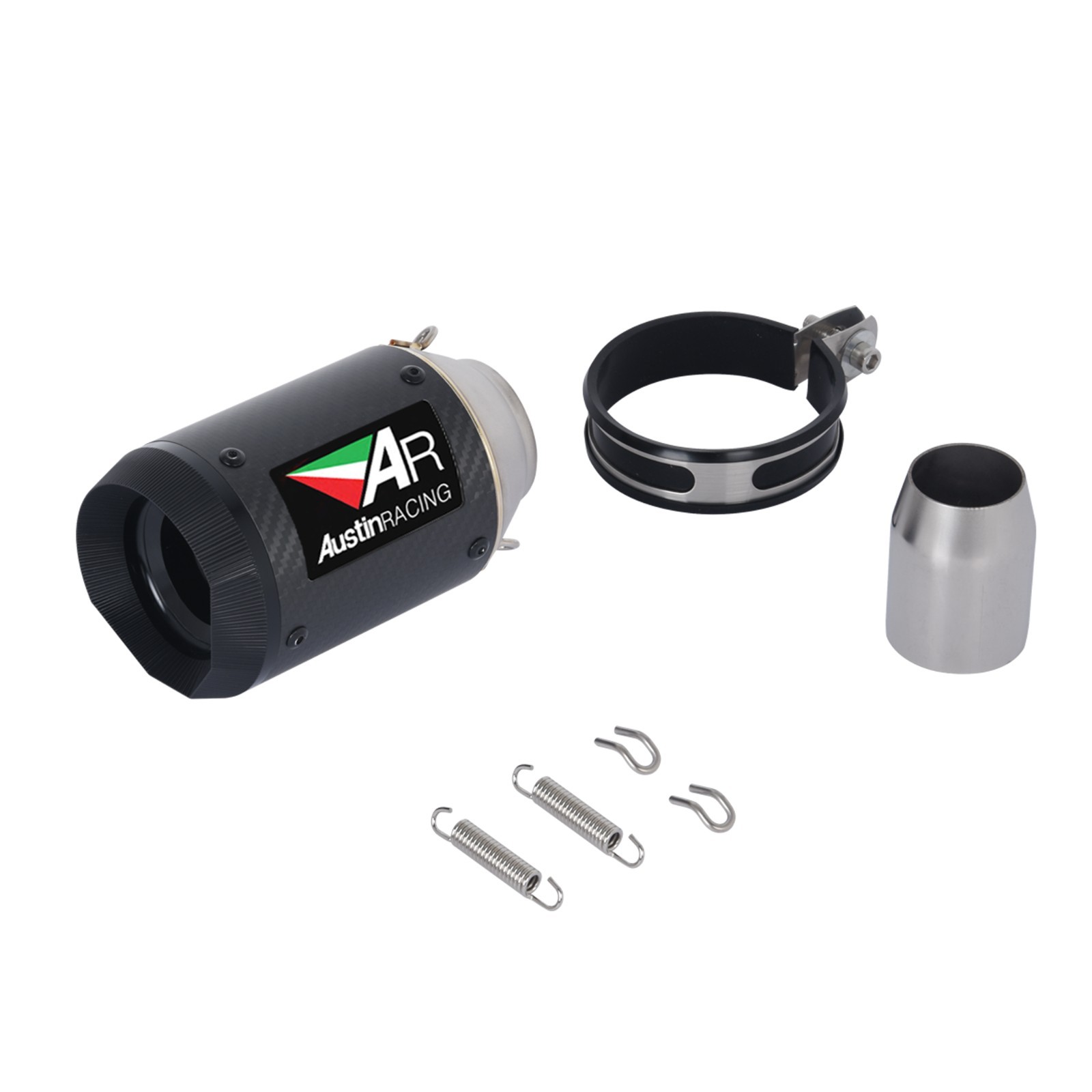 2″ 51mm Universal Motorcycle Exhaust Slip On Tip Short Muffler Link Pipe Carbon