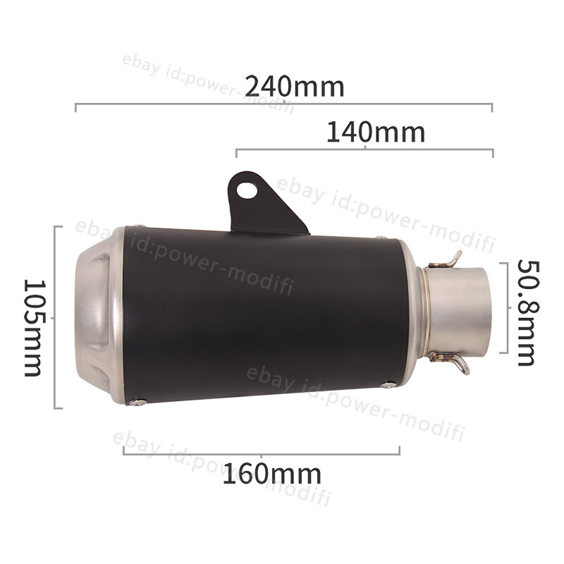 51MM For Yamaha FZ1 2006-2015 Exhaust Tips Mid Link Pipe Slip On Black Muffler